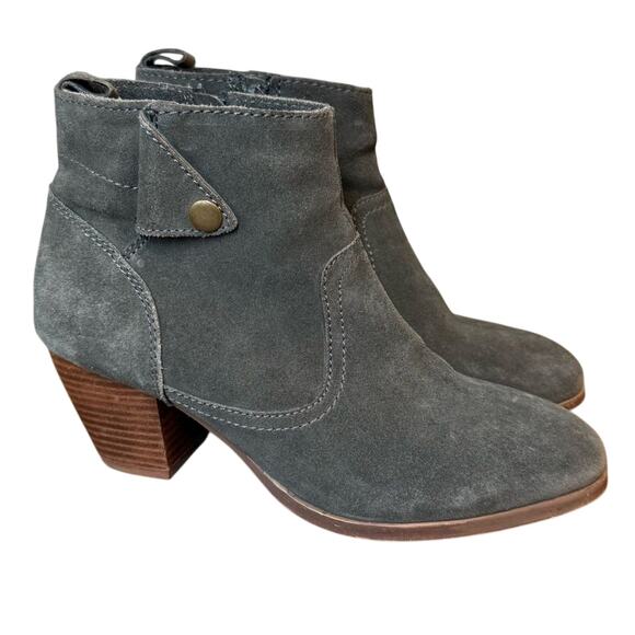 Diba Women’s Sophia Suede Leather Heeled Ankle Bootie Boot Green-Gray Size 7.5 - Picture 2 of 11